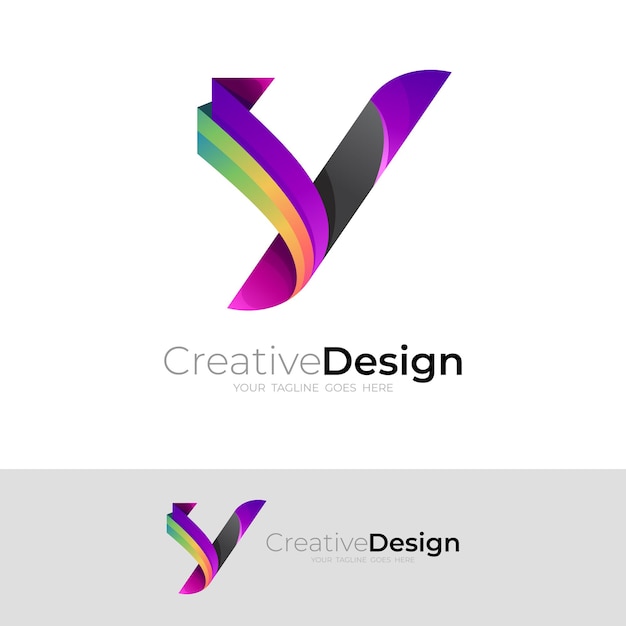 Logotipo de Y abstracto y plantilla de diseño simple