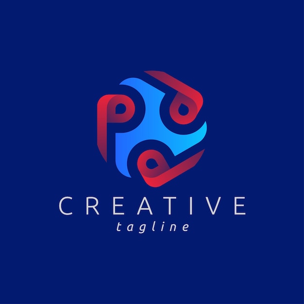 Logotipo abstracto de play media con color degradado moderno de letra p