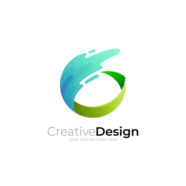 Logotipo abstracto swoosh con combinación de diseño circular diseño de estilo 3d