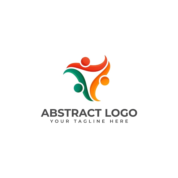 Logotipo abstracto de trabajo en equipo de diversidad