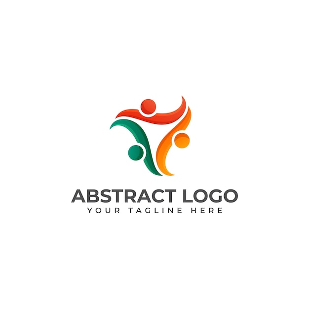 Logotipo abstracto de trabajo en equipo de diversidad