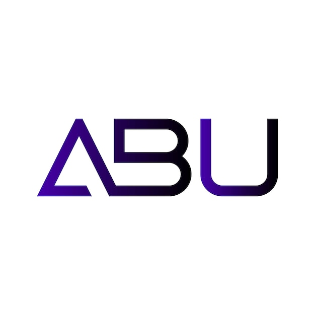 El logotipo de ABU, el gradiente inicial del monograma, el diseño vectorial de la identidad empresarial del sello de letras minimalista moderno.