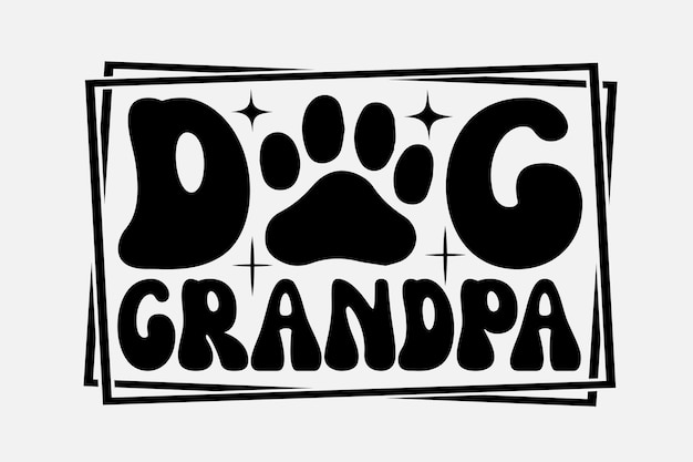 Logotipo de abuelo de perro con una huella de pata que dice abuelo de perro.