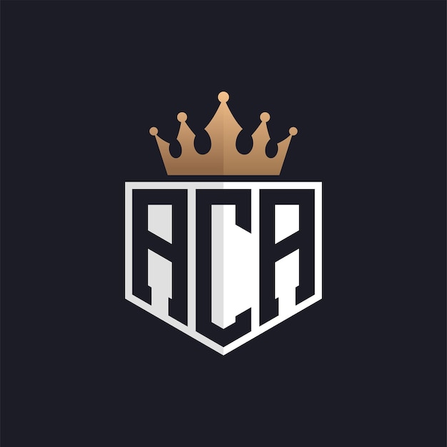 Logotipo ACA de lujo con corona Iniciales elegantes Logotipo de letra ACA para marcas exclusivas Carta Monograma ACA para empresas de alta gama