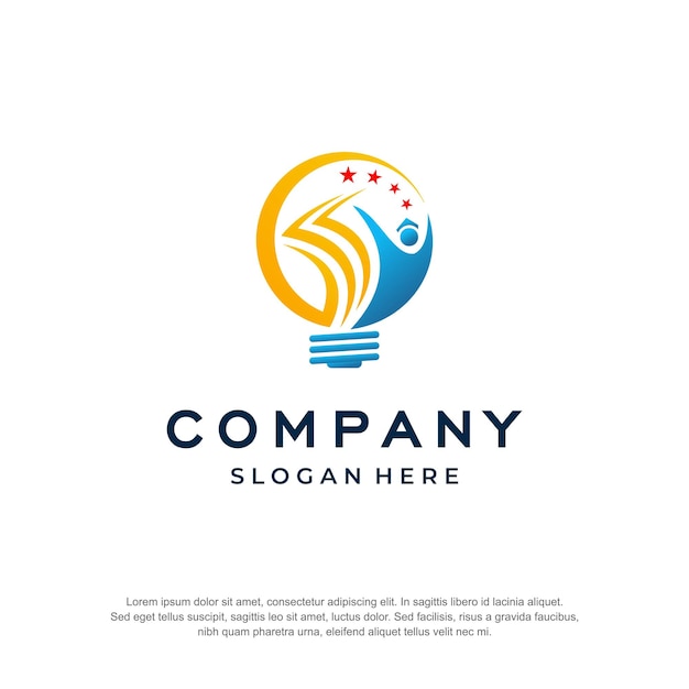 logotipo de la academia concepto de bulbo vector premium