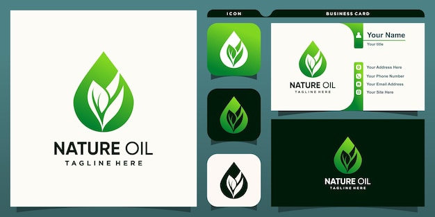 Logotipo de aceite natural con concepto moderno para el cuidado de la salud Vector Premium