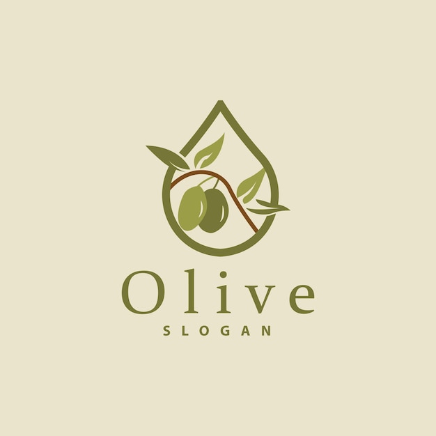 Logotipo de aceite de oliva Planta de hoja de olivo Jardín de hierbas Vector Ilustración de plantilla de diseño de icono de lujo elegante simple