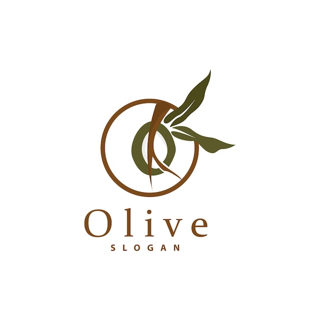 Logotipo de aceite de oliva Planta de hoja de olivo Jardín de hierbas Vector Ilustración de plantilla de diseño de icono de lujo elegante simple