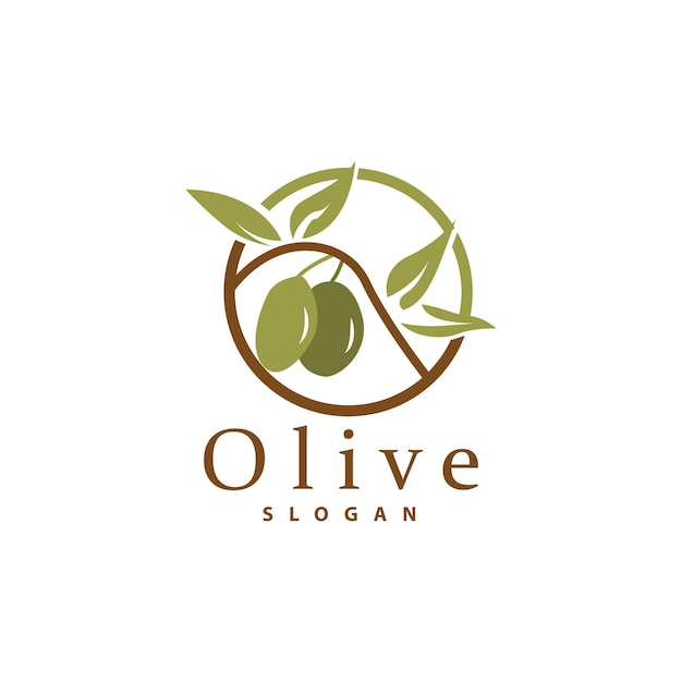 Logotipo de aceite de oliva Planta de hoja de olivo Jardín de hierbas Vector Ilustración de plantilla de diseño de icono de lujo elegante simple