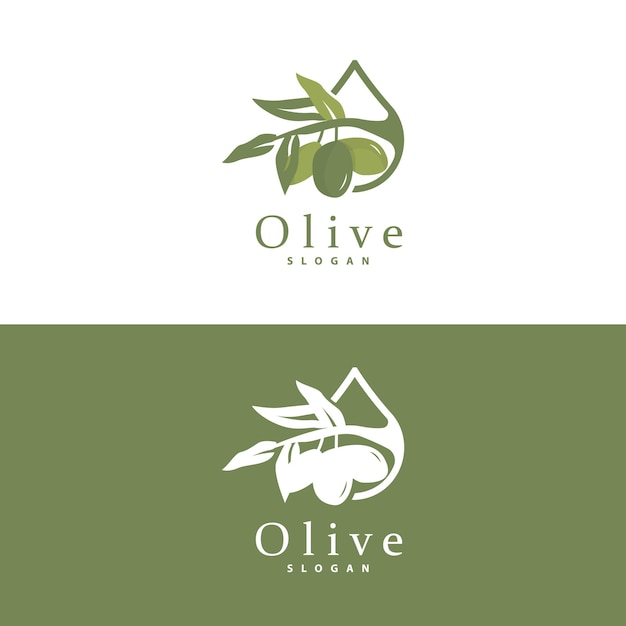 Logotipo de aceite de oliva Planta de hoja de olivo Jardín de hierbas Vector Ilustración de plantilla de diseño de icono de lujo elegante simple