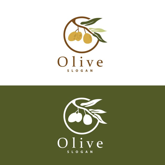 Logotipo de aceite de oliva Planta de hoja de olivo Jardín de hierbas Vector Ilustración de plantilla de diseño de icono de lujo elegante simple