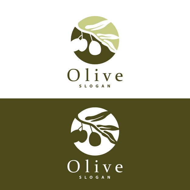 Logotipo de aceite de oliva Planta de hoja de olivo Jardín de hierbas Vector Ilustración de plantilla de diseño de icono de lujo elegante simple