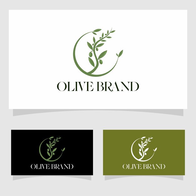 Logotipo de aceite de oliva vectorial para la belleza femenina moderna