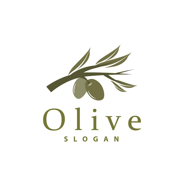 Logotipo de aceite Planta de hojas de oliva Jardín de hierbas simple elegante lujoso Diseño de íconos Ilustración de plantilla