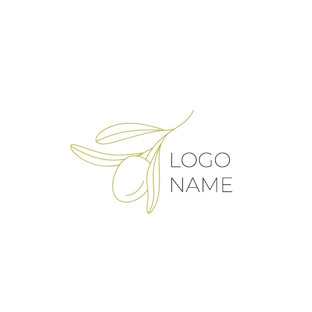 Logotipo de aceitunas en una rama logotipo moderno en estilo de línea ilustración de vector floral minimalista signo elegante para aceitunas enlatadas aceite de oliva plantación de olivos