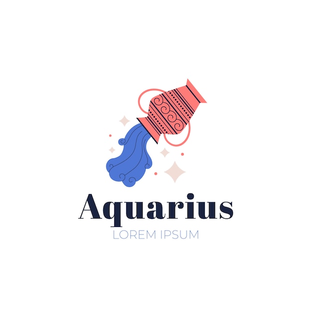 Logotipo de acuario de diseño plano dibujado a mano