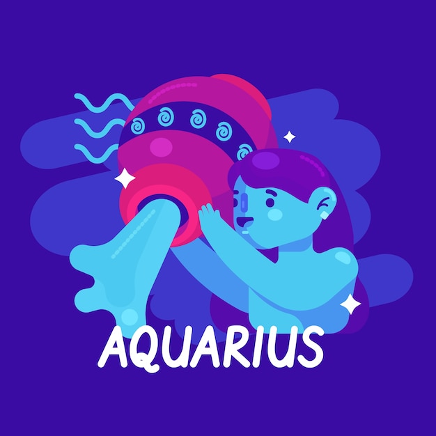 Logotipo de acuario de diseño plano dibujado a mano
