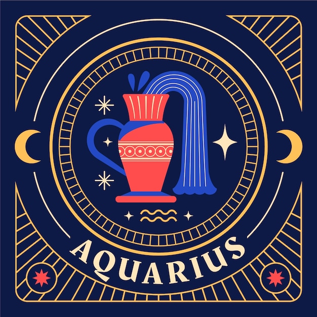 Logotipo de acuario de diseño plano dibujado a mano