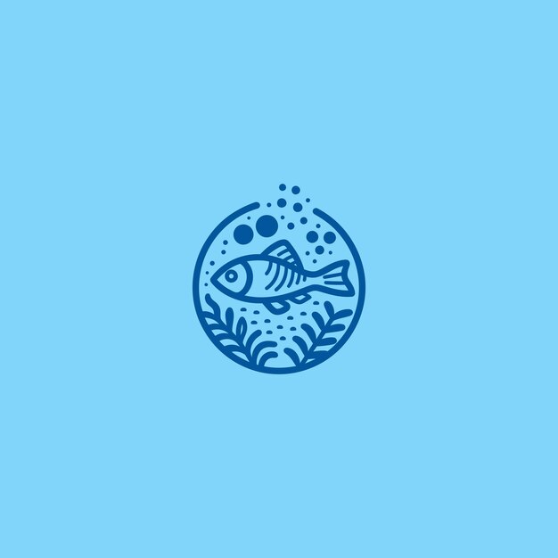 Logotipo del acuario Un icono simple de tanque de peces que representa la vida marina y la calma