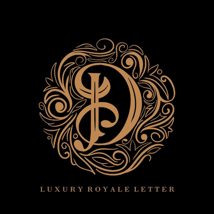 Vector logotipo de adorno de círculo real de lujo de letra d