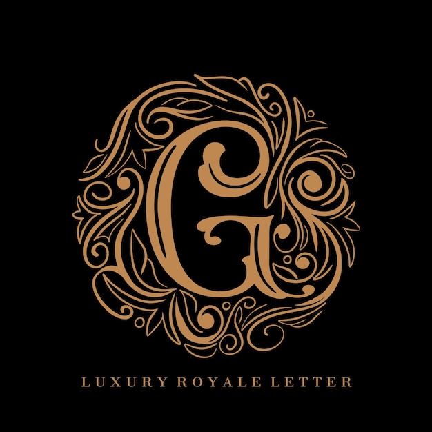 Logotipo de adorno de círculo real de lujo de letra G