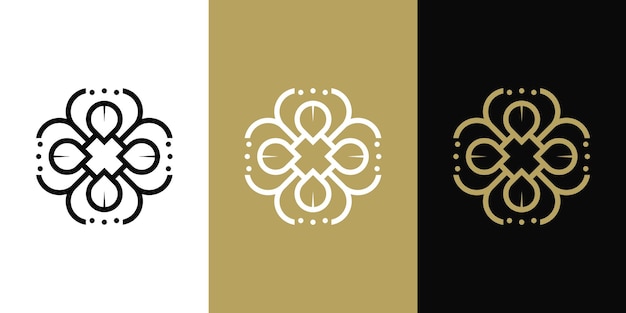 Logotipo de adorno floral belleza abstracta diseño de logotipo de flor Vector Premium
