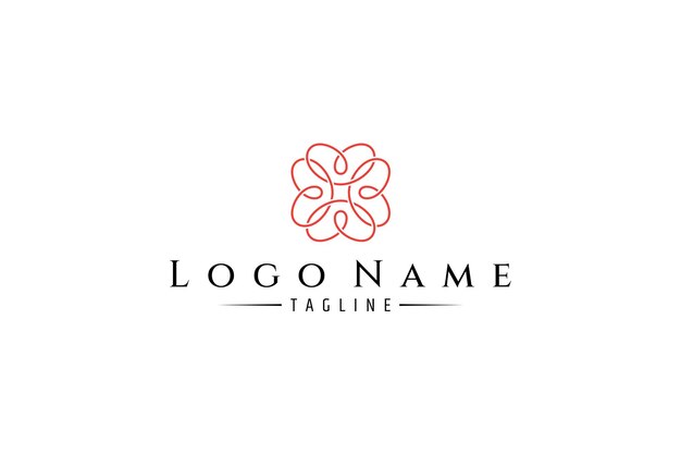 logotipo de adorno floral en estilo de diseño de arte de línea minimalista