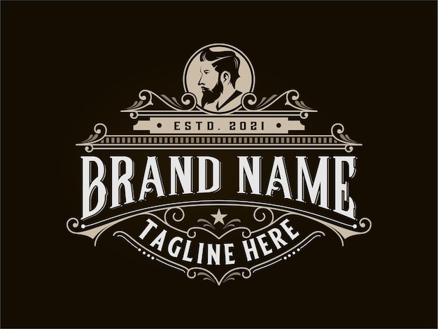 Logotipo de adorno de lujo adecuado para la moda de boutique de peluquería de etiqueta
