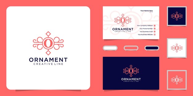 Logotipo de adorno de lujo con letra inicial O y tarjeta de visita