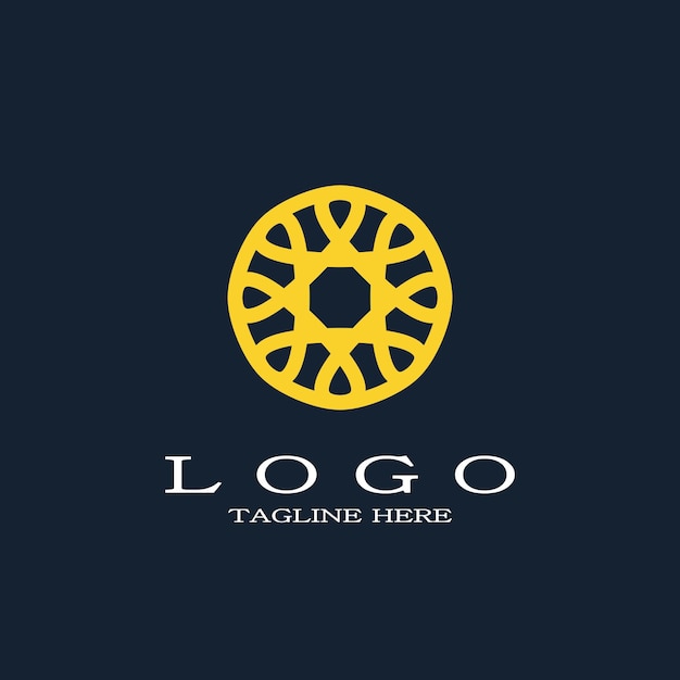 Logotipo de adorno simple o circular Diseño elegante para su empresa con color dorado o naranja