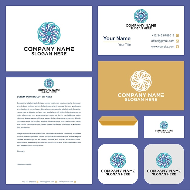 logotipo de adorno y tarjeta de visita premium