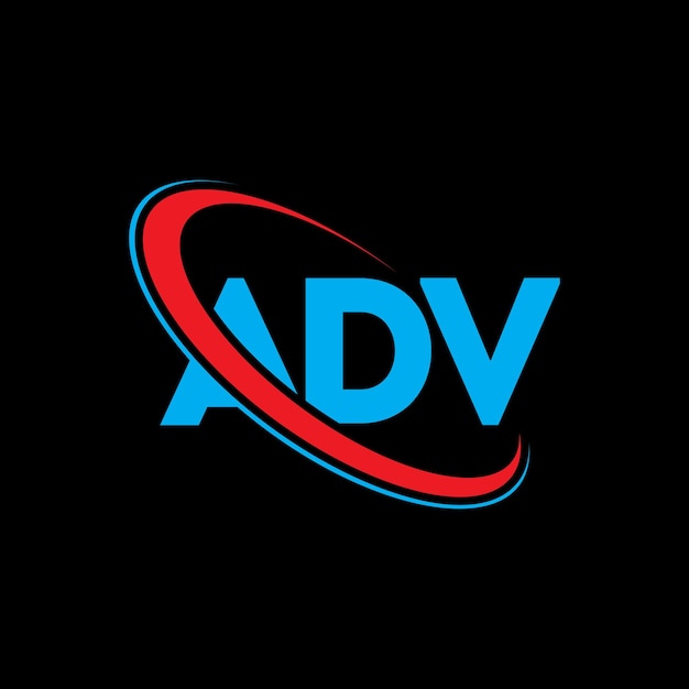 El logotipo ADV, la letra ADV, el diseño del logotipo de la carta ADV, las iniciales, el logotipo de ADV vinculado con un círculo y un monograma en mayúsculas, la tipografía de ADV para el negocio tecnológico y la marca inmobiliaria.