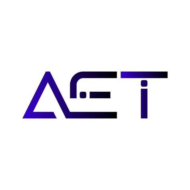 El logotipo de AET tiene un gradiente de monograma inicial y un diseño vectorial de identidad empresarial minimalista moderno.