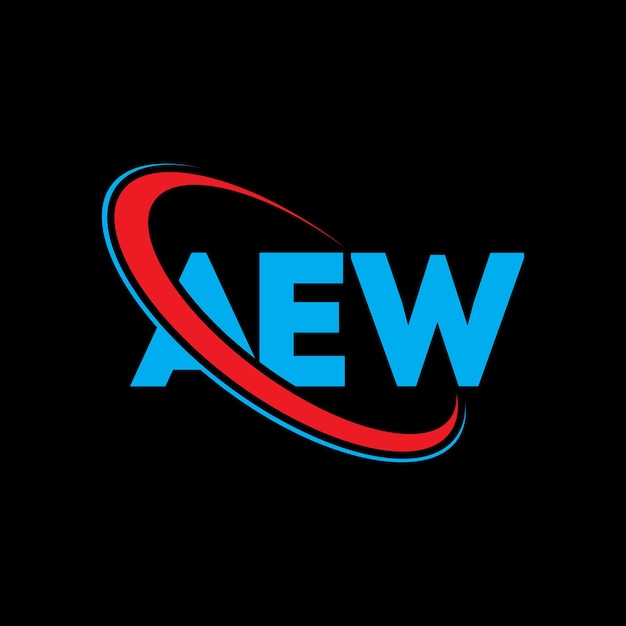 Vector el logotipo aew, la letra aew, el diseño del logotipo de la carta aew, las iniciales aew vinculadas con un círculo y un monograma en mayúsculas, el logotipo de aew tipografía para negocios tecnológicos y marca inmobiliaria.