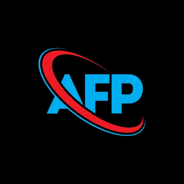 El logotipo de la AFP, la letra AFP, el diseño de la carta AFP, las iniciales, el logotipo AFP vinculado con un círculo y un monograma en mayúsculas, la tipografía AFP para el negocio tecnológico y la marca inmobiliaria.