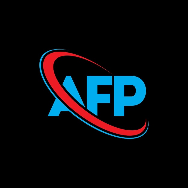 Vector el logotipo de la afp, la letra afp, el diseño de la carta afp, las iniciales, el logotipo afp vinculado con un círculo y un monograma en mayúsculas, la tipografía afp para el negocio tecnológico y la marca inmobiliaria.