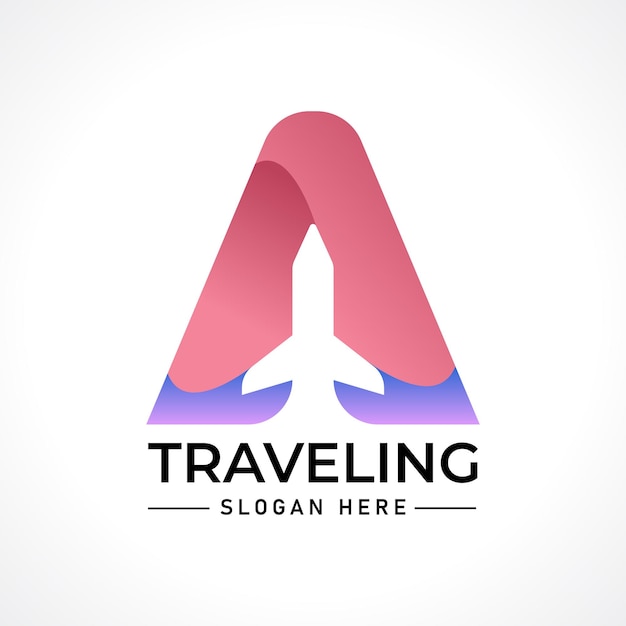 Logotipo de la agencia de viajes con avión