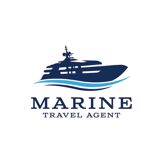 Logotipo del agente de viajes marinos Yacht Cruise Boat Ship for Ocean Vacation Inspiración en el diseño del logotipo