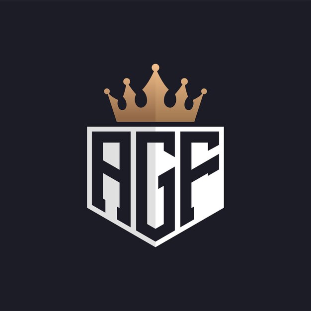 Logotipo AGF de lujo con corona iniciales elegantes logotipo de letra AGF para marcas exclusivas letra AGF monograma para empresas de alta gama