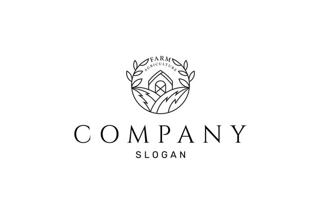 logotipo agrícola vintage en estilo de diseño de arte en línea