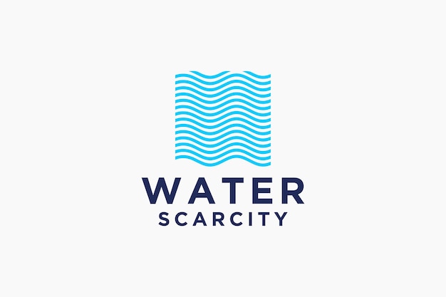 Logotipo de agua Gota de agua azul vinculada con la línea circular alrededor aislada sobre fondo blanco