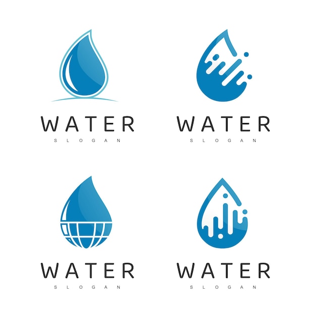 Logotipo de agua, gota, icono de la empresa de agua mineral