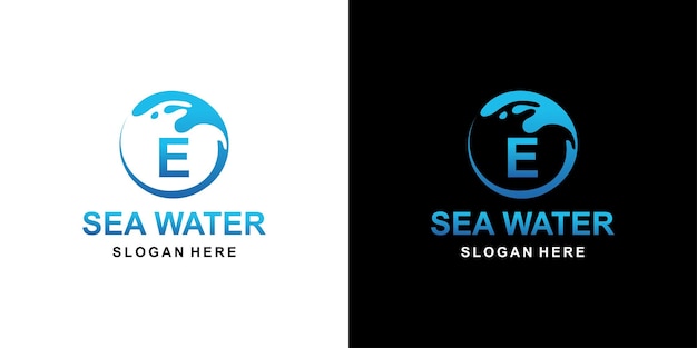 Logotipo de agua de mar letra e