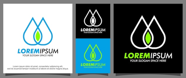 Vector logotipo de agua moderno y plantilla de logotipo de hoja