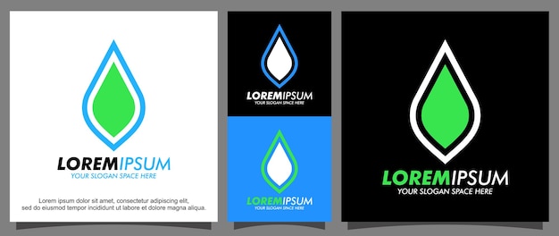 Vector logotipo de agua moderno y plantilla de logotipo de hoja