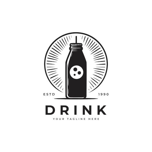 Logotipo de agua potable en estilo minimalista simple con una silueta de bebida logos vintage