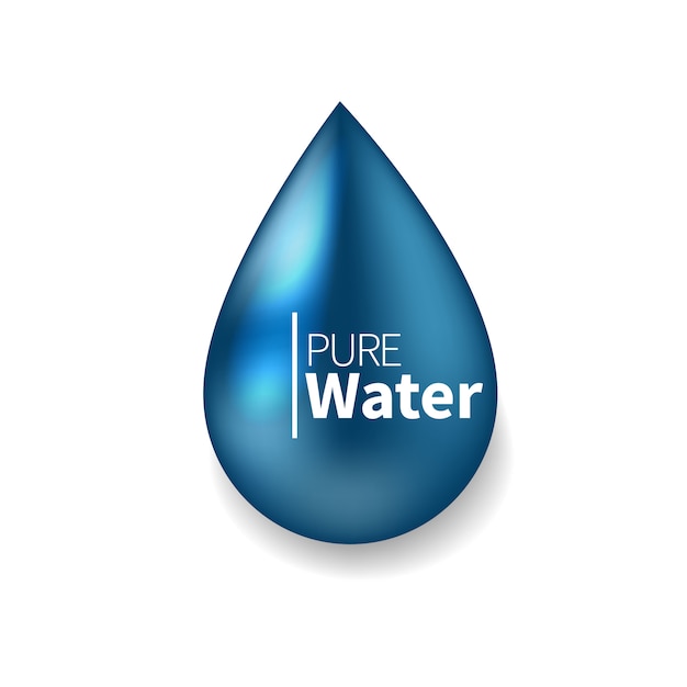 Vector logotipo de agua pura. símbolo de gota azul ilustración realista. signo, icono, pictograma.