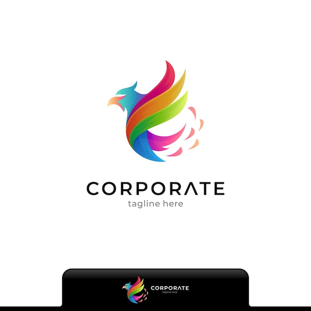 Logotipo de águila con ala colorida