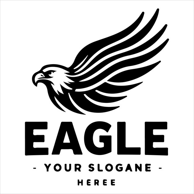 Un logotipo de águila en blanco y negro Ilustración vectorial de silueta