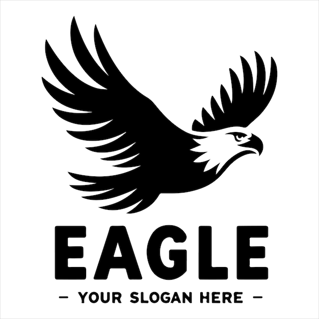 Un logotipo de águila en blanco y negro Ilustración vectorial de silueta